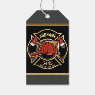 Firefighter ADD NAME Fire Station Department Badge Gift Tags