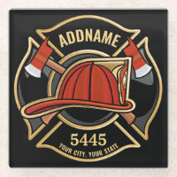 Firefighter ADD NAME Fire Station Department Badge