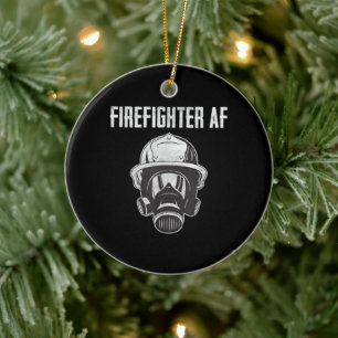 Firefighter AF Gas Mask Funny Firefighter Ceramic Tree Decoration