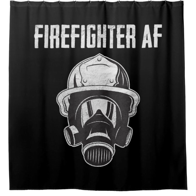 Firefighter AF | Gas Mask | Funny Firefighter Shower Curtain (Front)