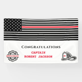 Firefighter America Flag Red Line Congratulation Banner