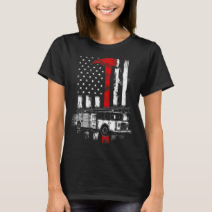 Firefighter American Fire Truck red Axe Fireman US T-Shirt