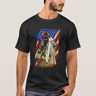 Firefighter American Flag Memorial Day Fireman Pat T-Shirt