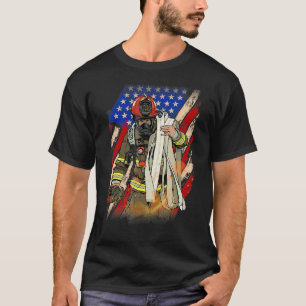 Firefighter American Flag Memorial Day Fireman Pat T-Shirt