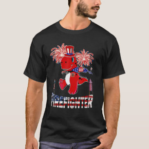 Firefighter American Flag  Rex Fireworks 4th Of Ju T-Shirt
