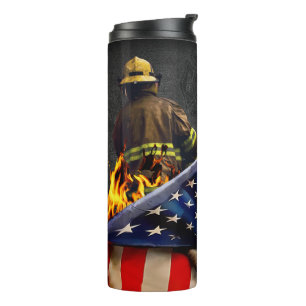 Firefighter American Flag Thermal Tumbler