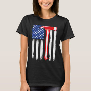 Firefighter American US flag thin red line graphic T-Shirt