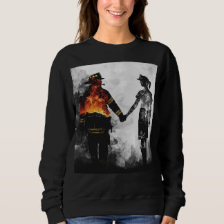 Firefighter and Nurse Couple Silhouette Art Sweatshirt