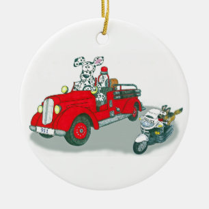 Firefighter and Police Dogs Ceramic Tree Decoration