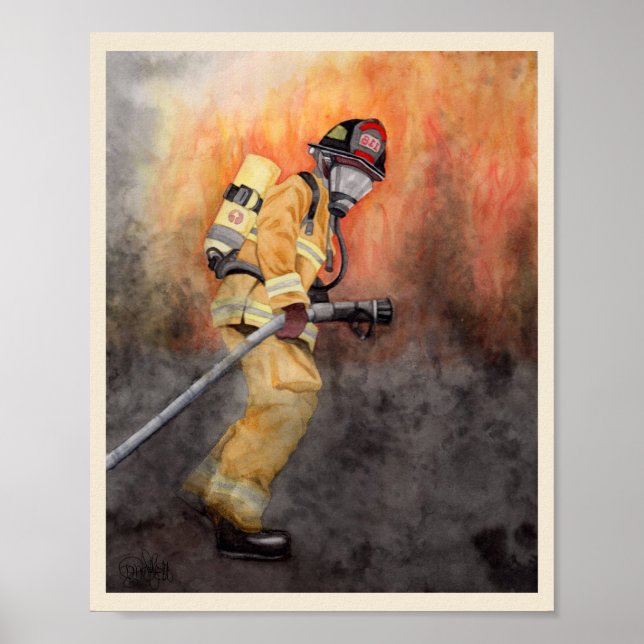 Firefighter Art Print suitable for Framing Miranda (Front)