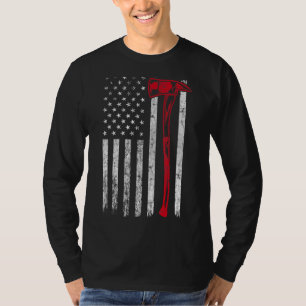 Firefighter Axe Usa Flag Thin Red Line Fireman Pat T-Shirt