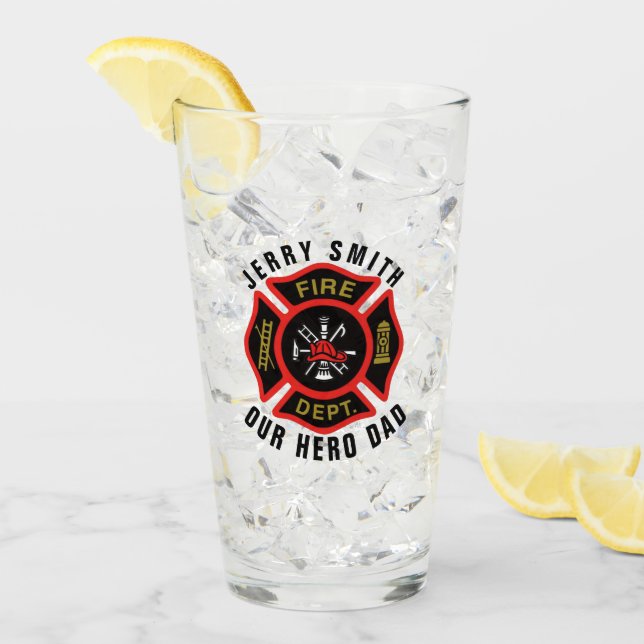 Firefighter Badge Custom Text Name Personalised Glass (Front Ice)