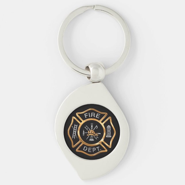Firefighter Badge Gold Key Ring (Front)