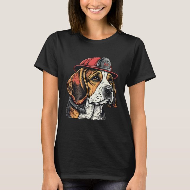 FireFighter Beagle Dog For Beagle Dad Fire Fighter T-Shirt (Front)