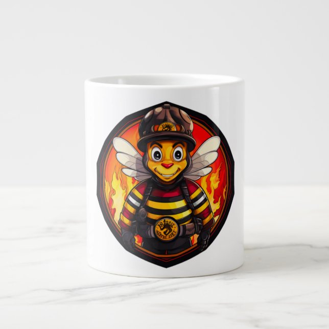 Firefighter bee large coffee mug (Front)