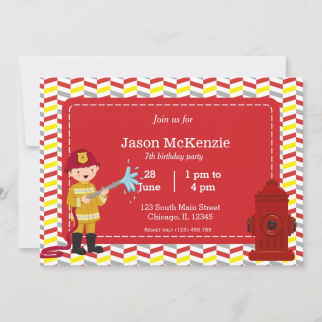 Firefighter birthday boy invitation (Front)