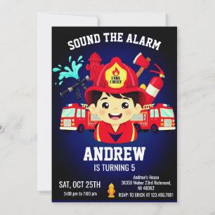 Firefighter Birthday Invitation with Photo
