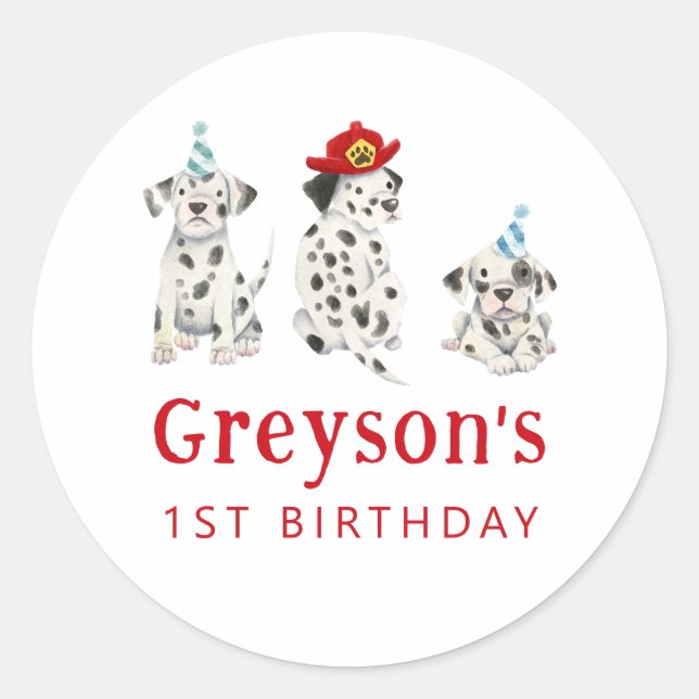 Firefighter Birthday Party Favour  Classic Round Sticker (Front)