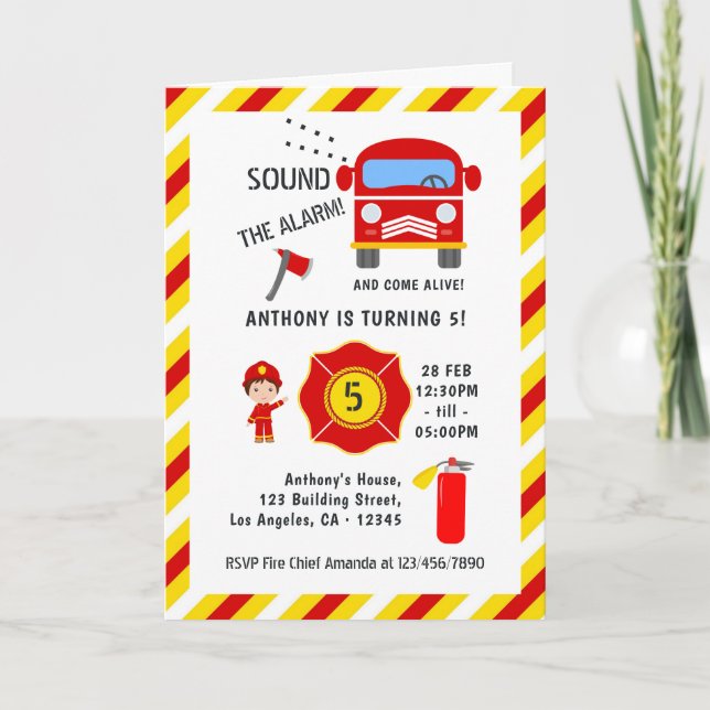 Firefighter Birthday Party Invitation (Front)