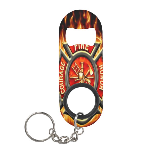 Firefighter Bottle Opener Keychain (Front)