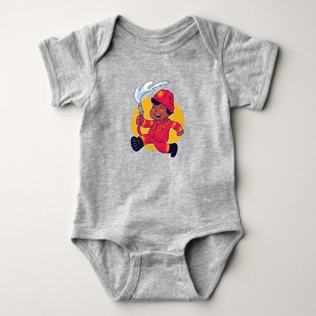 Firefighter Boy  Baby Bodysuit (Front)