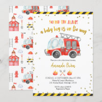 Firefighter Boy Baby Shower Invitation