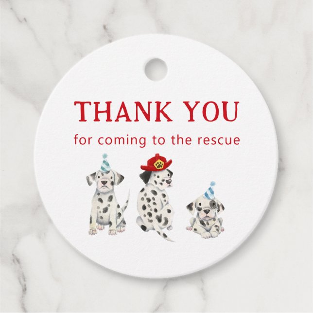Firefighter Boy Birthday Favour Tags (Front)