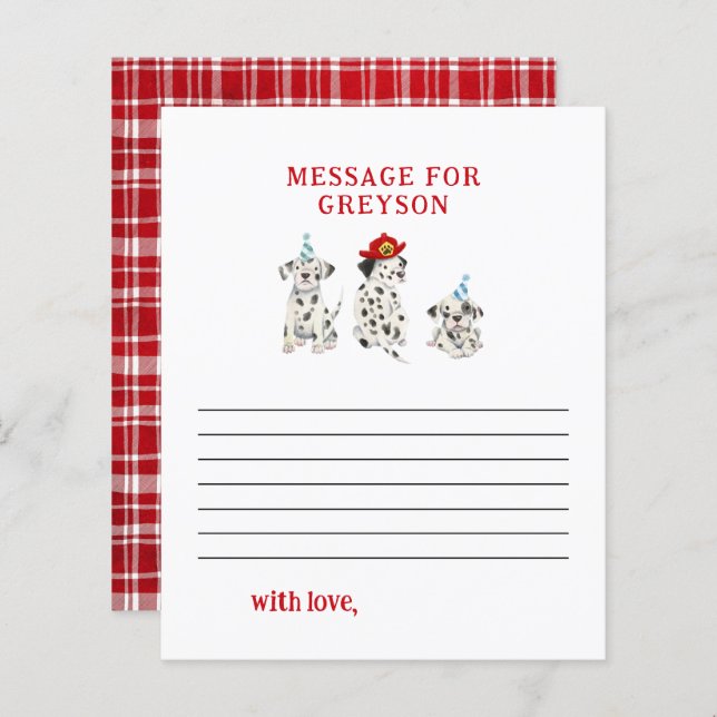 Firefighter Boy Birthday Time Capsule Message Card (Front/Back)