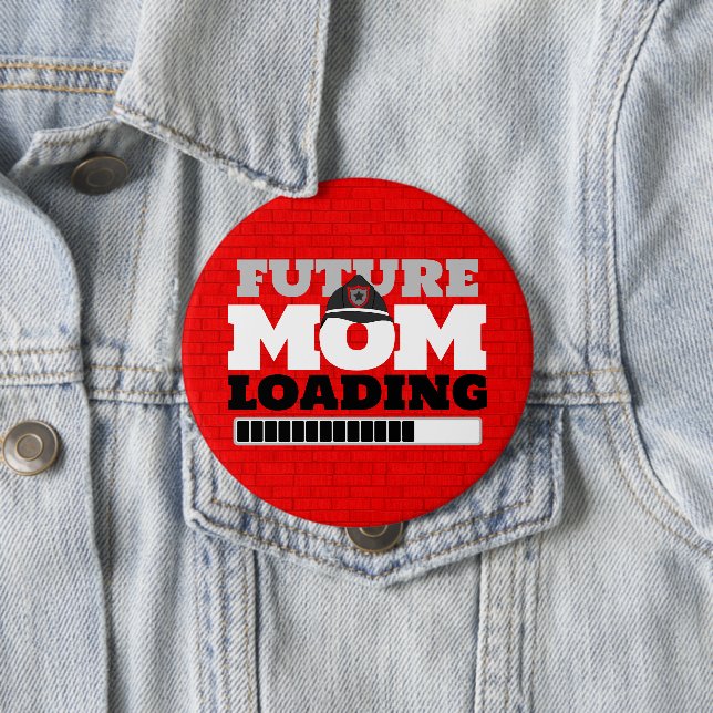 Firefighter Brick Future Mum Baby Shower Button (In Situ)