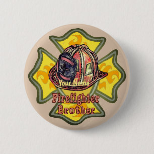 Firefighter brother 6 cm round badge