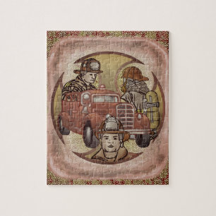 Firefighter Brothers Firetruck Jigsaw Puzzle