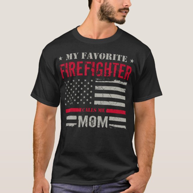 Firefighter Calls Me Mom Fire Truck Firemen Fire R T-Shirt (Front)