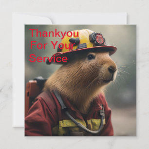Firefighter Capybara, Thank You Card