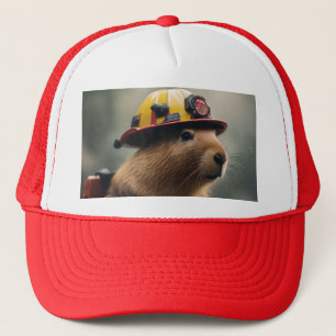 Firefighter Capybara, Trucker Hat