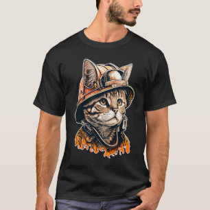 Firefighter Cat Fire Brigade Cats Fire Department T-Shirt