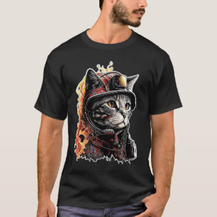 Firefighter Cat Fire Brigade Cats Fire Department T-Shirt