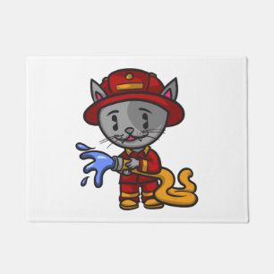 Firefighter Cat Firefighter Doormat