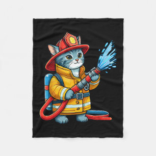 Firefighter Cat Fireman Animal Lover Cat  Fleece Blanket