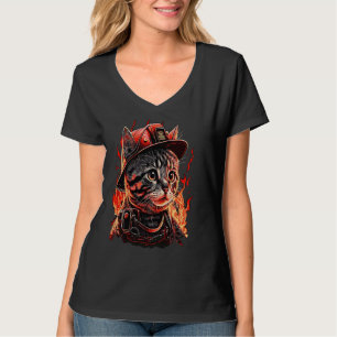 Firefighter Cat Kitten Fireman Helmet Firefighter  T-Shirt