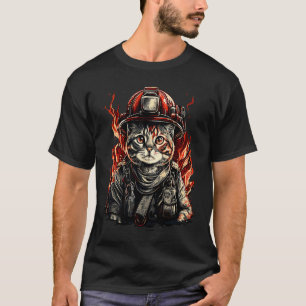 Firefighter Cat Kitten Fireman Helmet Firefighter T-Shirt