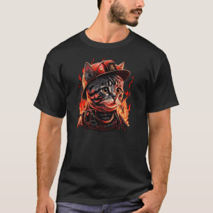 Firefighter Cat Kitten Fireman Helmet Firefighter T-Shirt