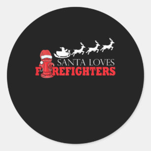 Firefighter Christmas Gifts Santa Claus Fireman Classic Round Sticker