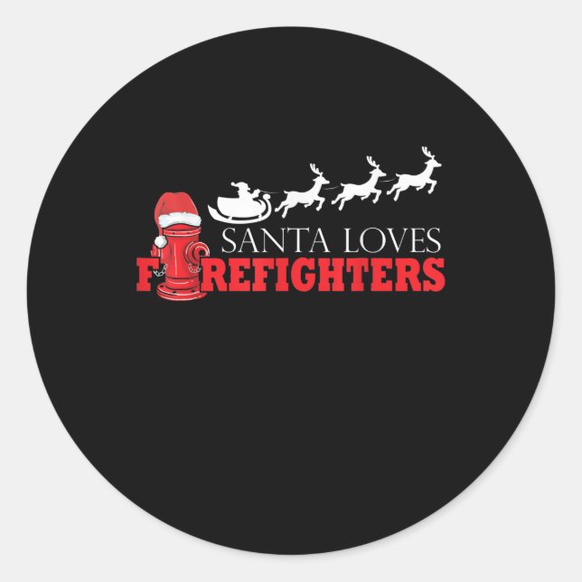 Firefighter Christmas Gifts Santa Claus Fireman Classic Round Sticker (Front)