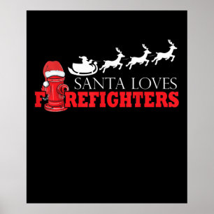 Firefighter Christmas Gifts Santa Claus Fireman Poster