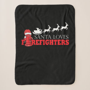Firefighter Christmas Gifts Santa Claus Fireman Sherpa Blanket
