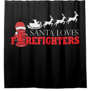 Firefighter Christmas Gifts Santa Claus Fireman Shower Curtain