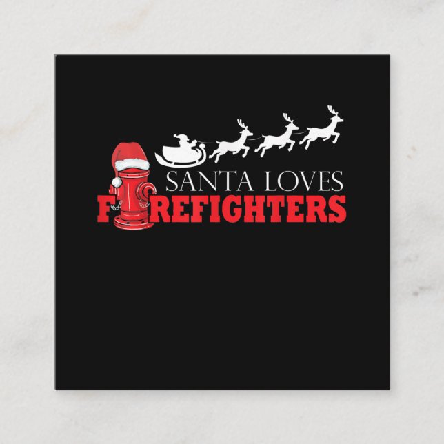 Firefighter Christmas Gifts Santa Claus Fireman Square Business Card (Front)