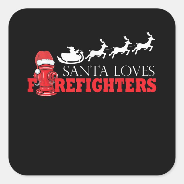 Firefighter Christmas Gifts Santa Claus Fireman Square Sticker (Front)