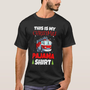 Firefighter Christmas Pajama Fire Truck Fireman T-Shirt