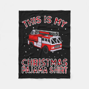 Firefighter Christmas Pajama - Fire Truck Funny Fi Fleece Blanket